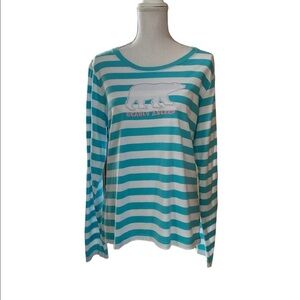 HATLEY WOMENS STRIPED PAJAMA TOP SIZE LARGE